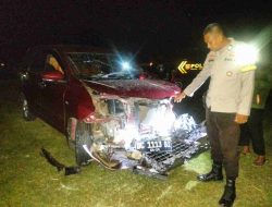 Adu Banteng Kendaraan Roda  Dua Dengan Roda  Empat, Satu Korban Dilarikan ke RSUD Majene