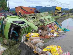 Tiga Truk Mengalami Lakalantas Tabrakan Beruntun di Desa Paku