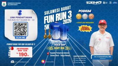 HUT Sulbar ke-22 Makin Meriah, Fun Run 3 Siapkan Hadiah dan Doorprize